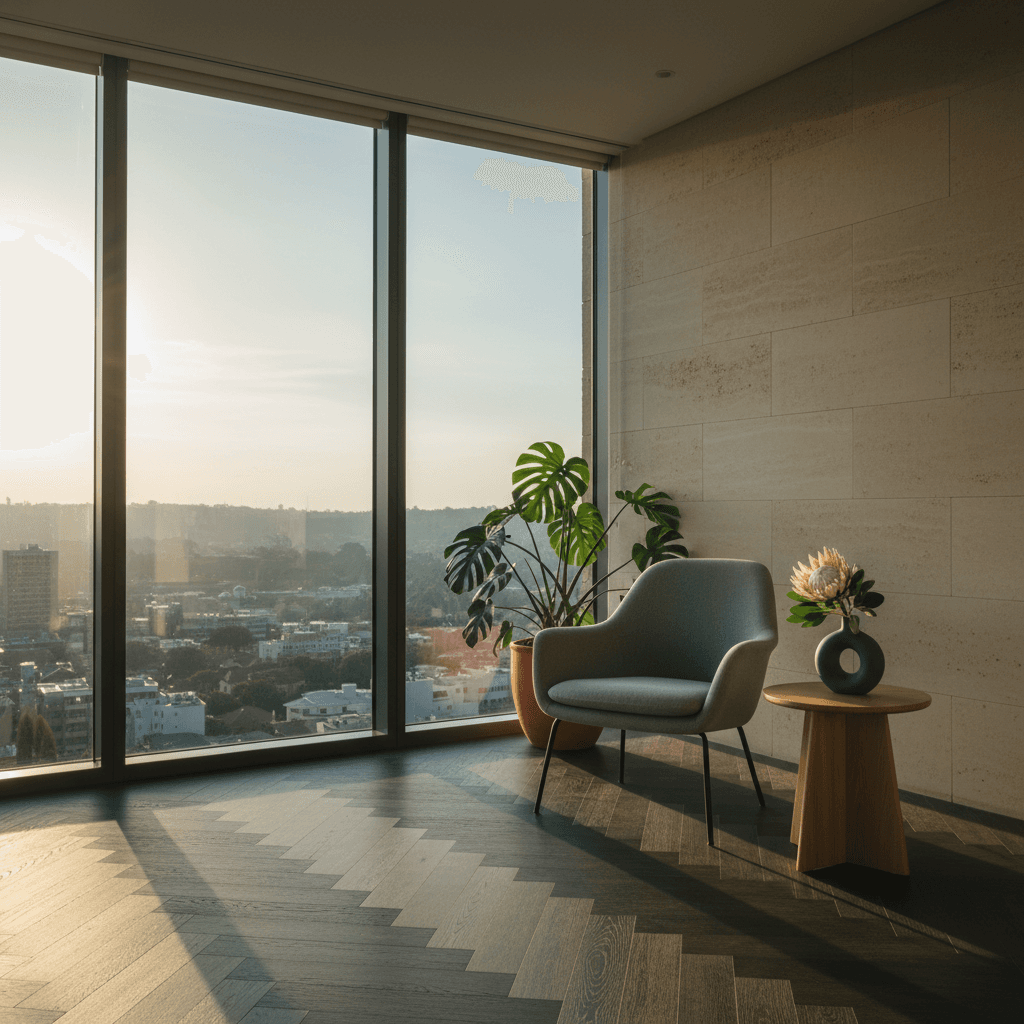 Modern therapy room with natural light